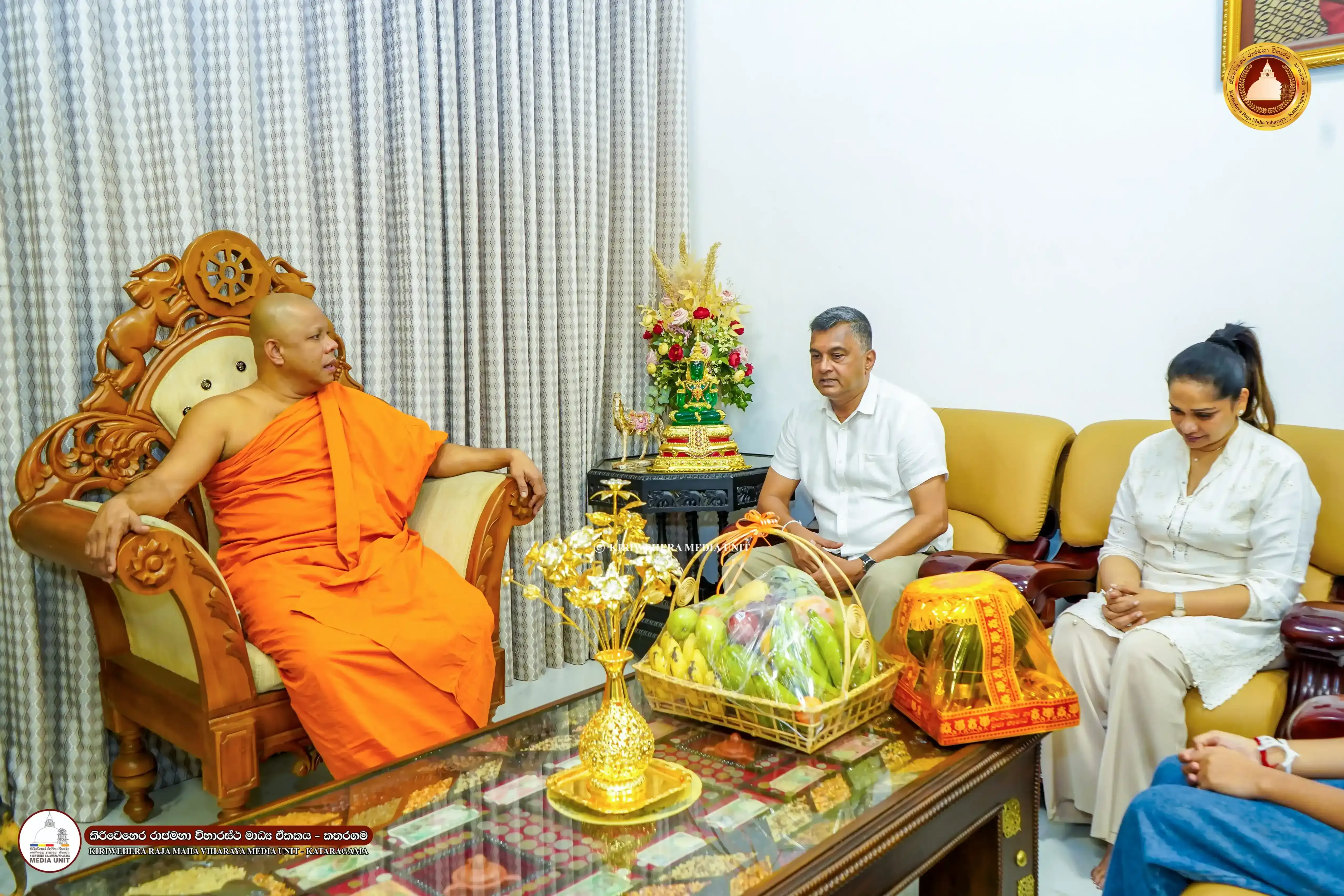 Defence Secretary Air Vice Marshal Sampath Thuiyakontha visited the historic Kataragama Kirivehera Rajamaha Viharaya on the occasion of Bina